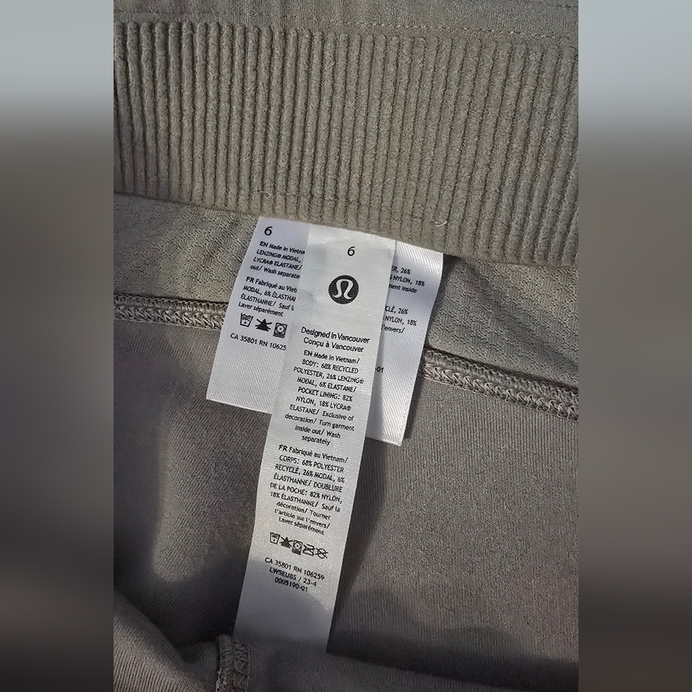 Lululemon Brushed Softstreme Ribbed Zip Flared Pant 32.5" Riverstone - Picture 10 of 13